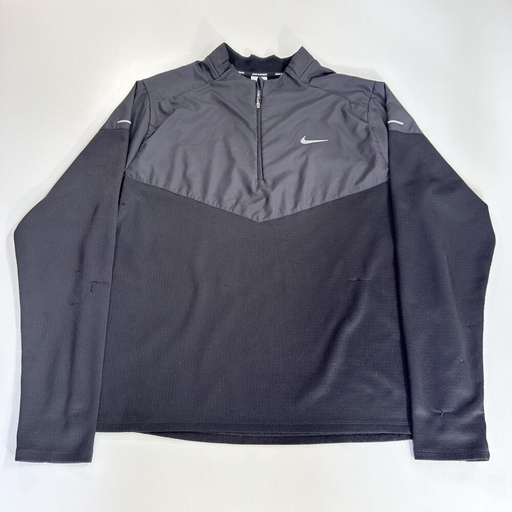 Nike Mens XXL Gray Black Sphere Therma-FIT Running 1/2 Zip Pullover Jacket Top